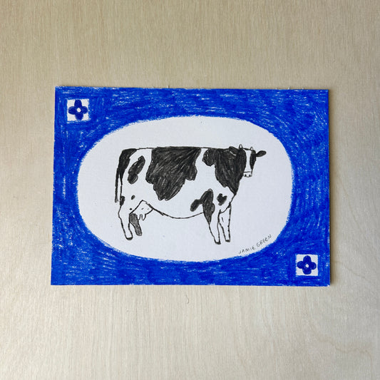 blue and cow drawing